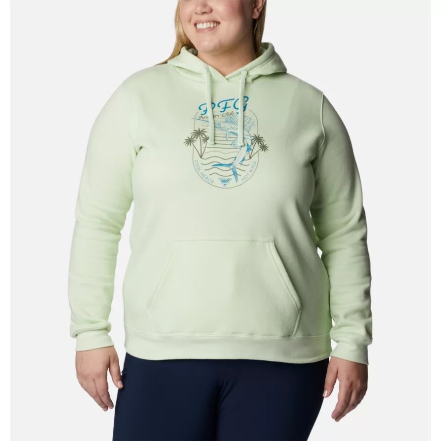 Women's Slack Water Graphic Hoodie Plus Size Light Lime/Deep Marine Columbia Sale
