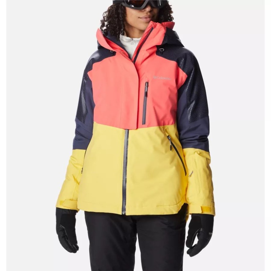 Women's Snow Slab Blackdot Waterproof Ski Jacket Neon Sunrise/Sun Glow/Nocturnal Columbia Sale