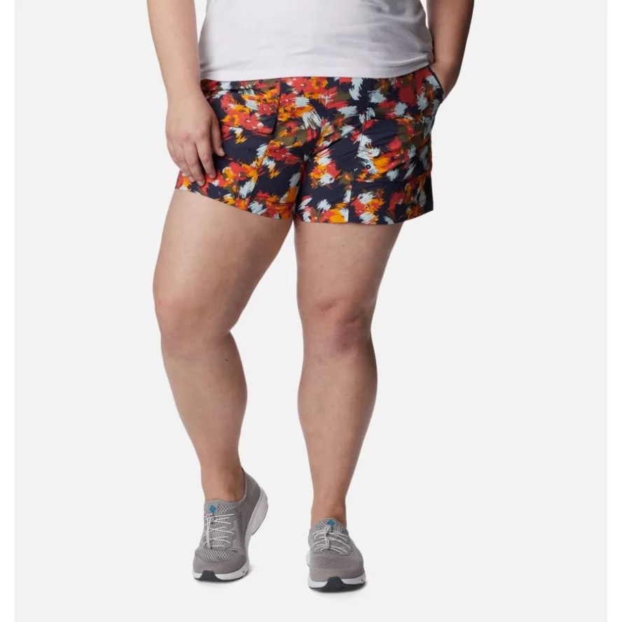 Women's Summerdry Cargo Shorts Plus Size Columbia Sale Nocturnal Typhoon Blooms Multi