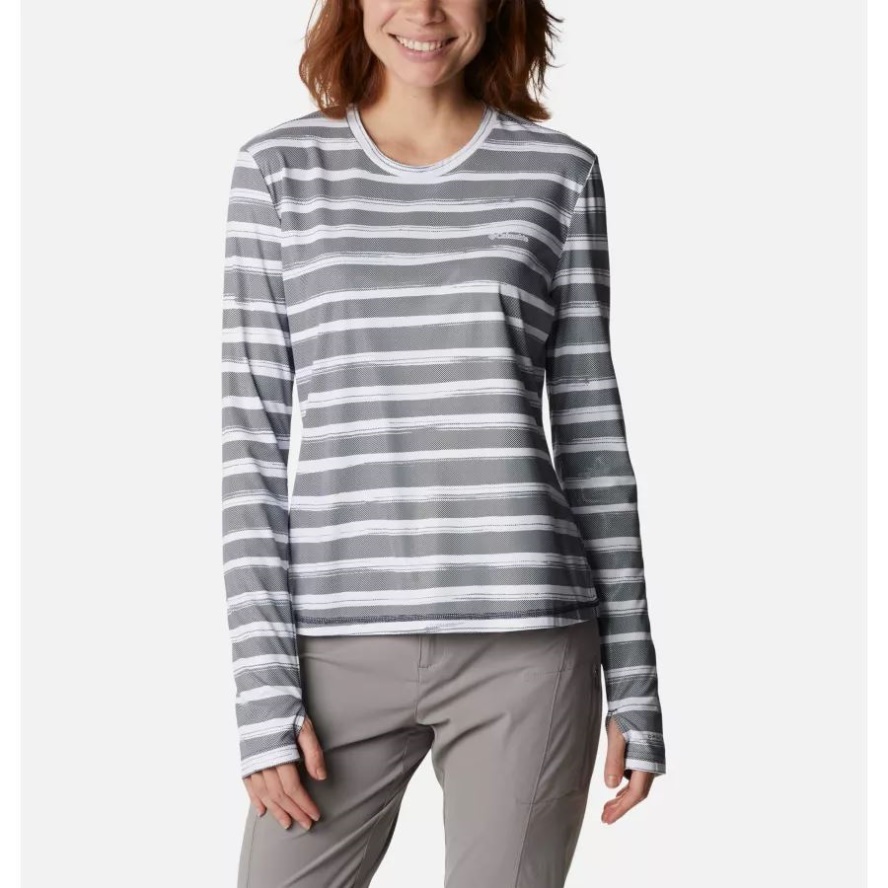 Women's Sun Deflector Summerdry Long Sleeve Shirt Columbia Sale Nocturnal Brush Stripe
