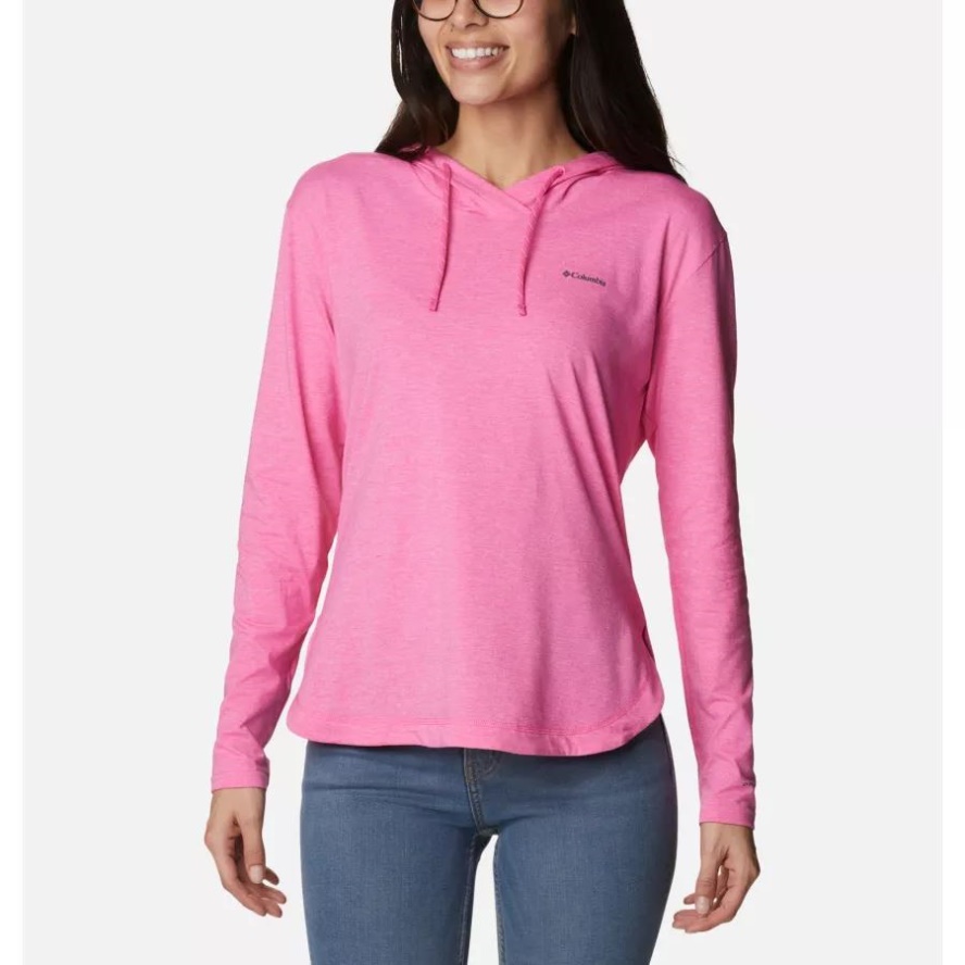Women's Sun Trek Hooded Pullover Columbia Sale Wild Geranium Heather