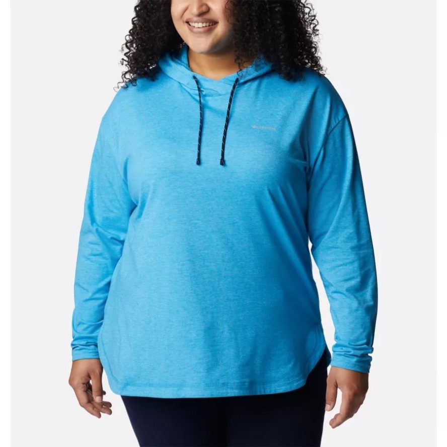 Women's Sun Trek Hooded Pullover Plus Size Columbia Sale Blue Chill Heather