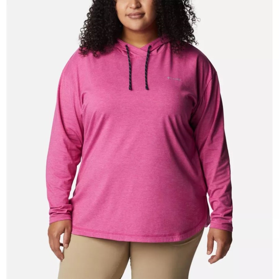 Women's Sun Trek Hooded Pullover Plus Size Wild Fuchsia Heather Columbia Sale
