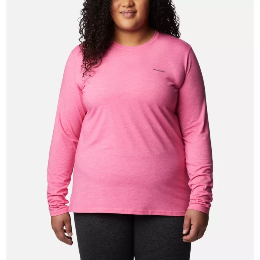 Women's Sun Trek Long Sleeve T-Shirt Plus Size Columbia Sale Wild Geranium Heather
