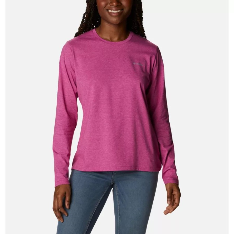 Women's Sun Trek Long Sleeve T-Shirt Wild Fuchsia Heather Columbia Sale