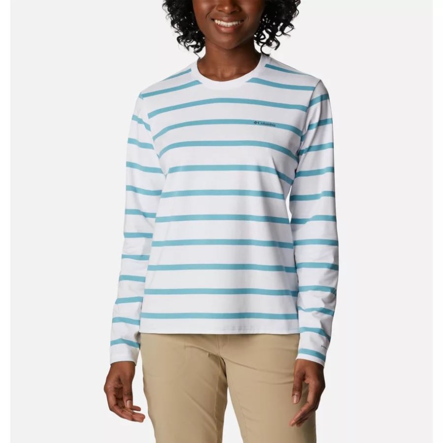 Women's Sun Trek Pattern Long Sleeve T-Shirt Columbia Sale Sea Wave Sunrise Stripe