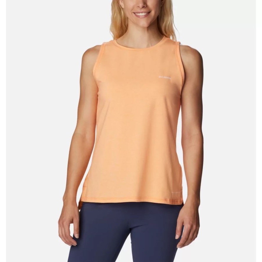Women's Sun Trek Tank Peach Heather Columbia Sale