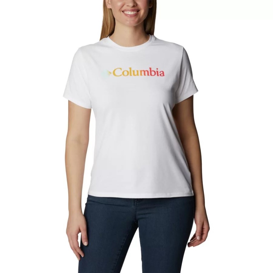 Women's Sun Trek Technical Graphic T-Shirt White/Branded Gradient Columbia Sale