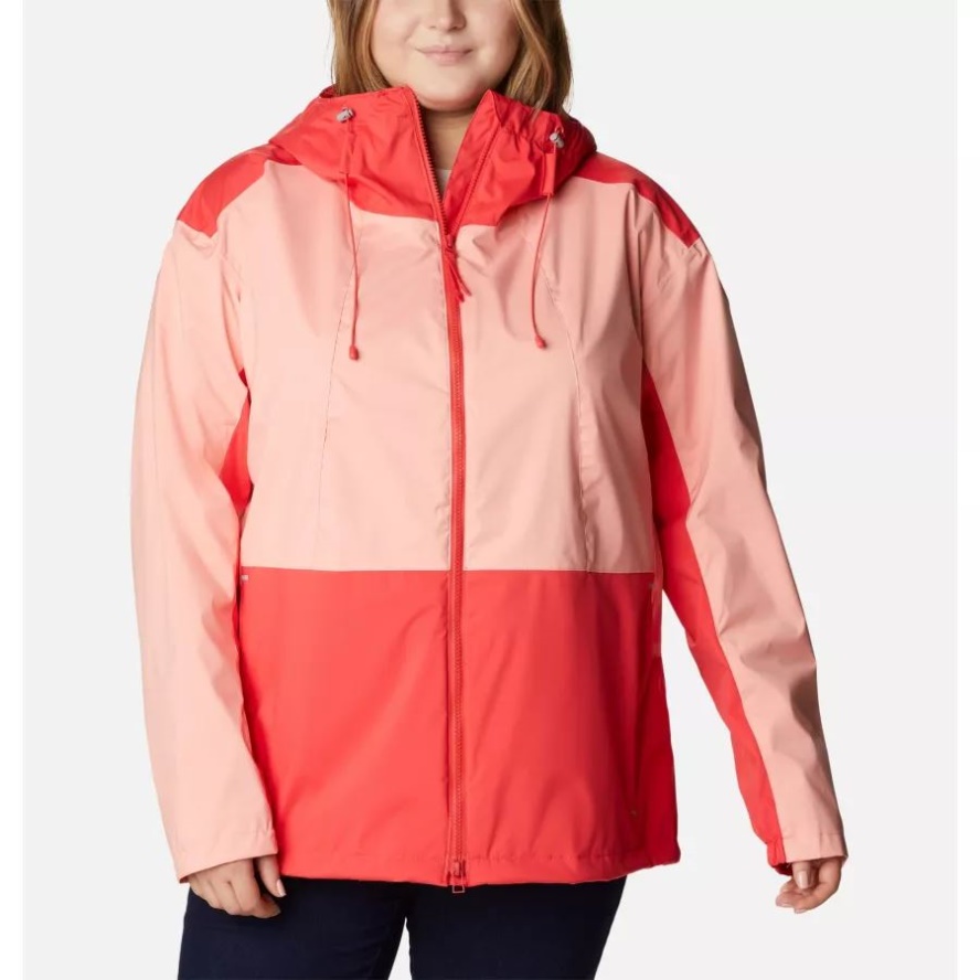 Women's Sunrise Ridge Jacket Plus Size Columbia Sale Red Hibiscus/Coral Reef