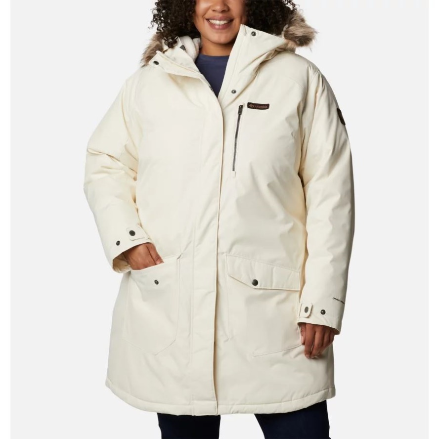 Women's Suttle Mountain Long Insulated Jacket Plus Size Columbia Sale Chalk