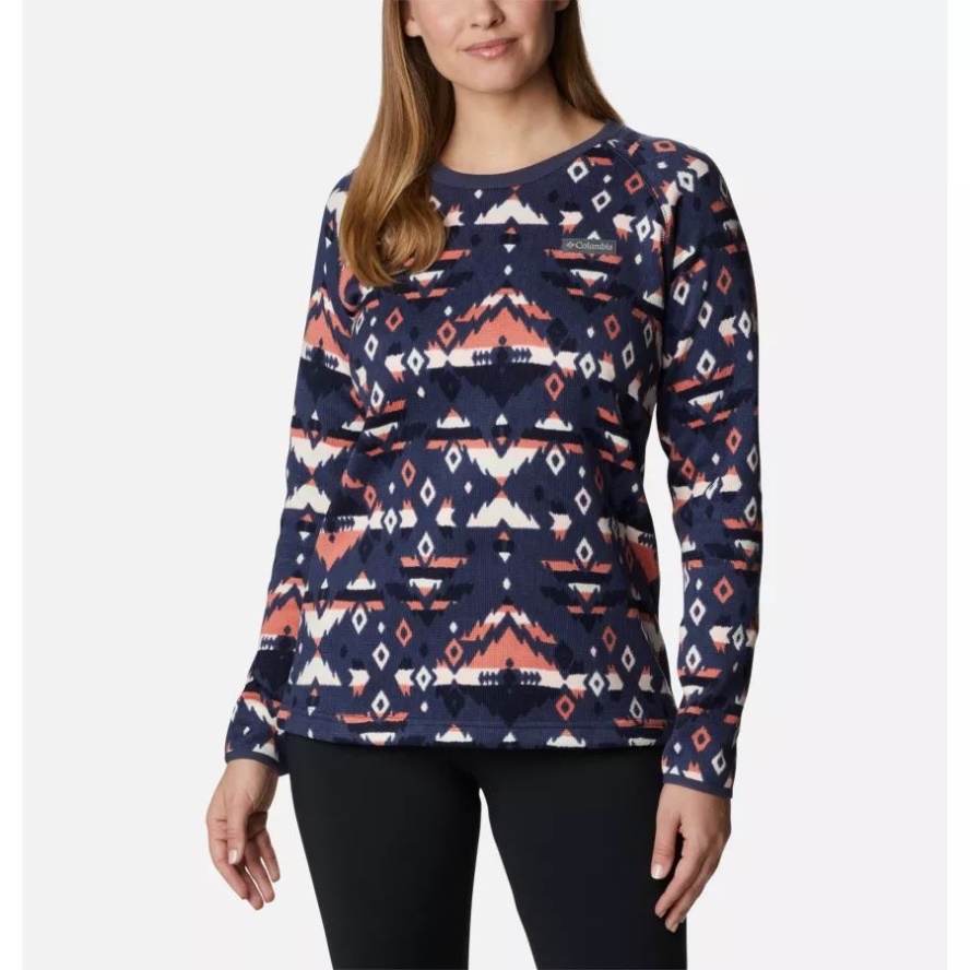 Women's Sweater Weather Fleece Crew Shirt Columbia Sale Brand Nocturnal Rocky MT Print