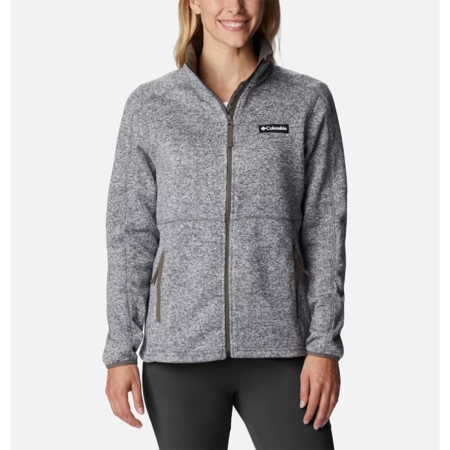 Women's Sweater Weather Fleece Full Zip Jacket Columbia Sale Grey Heather