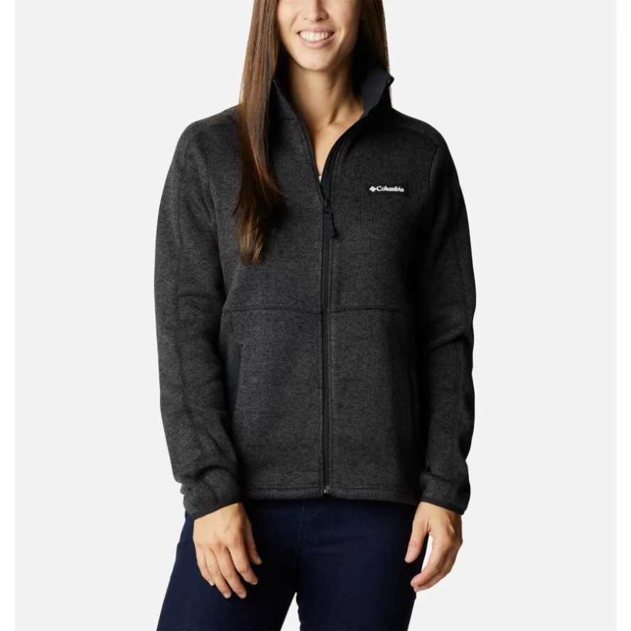 Women's Sweater Weather Full Zip Jacket Black Heather Columbia Sale
