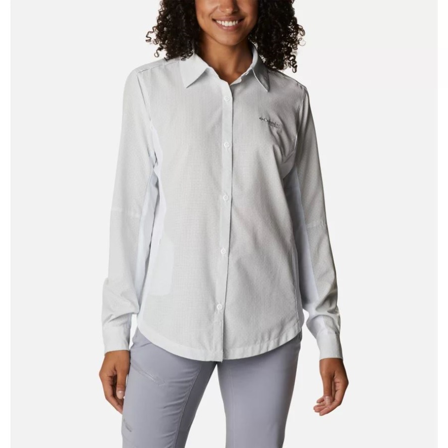 Women's Titan Pass Irico Long Sleeve Shirt White Heather Columbia Sale
