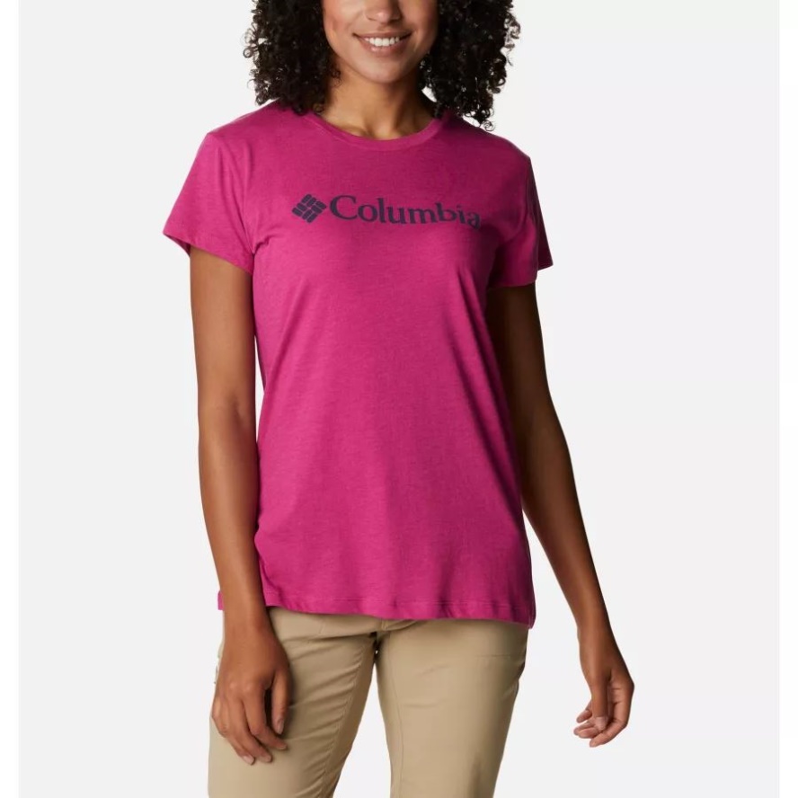 Women's Trek Casual Graphic T-Shirt Wild Fuchsia Heather/Gem Columbia Sale Columbia Sale