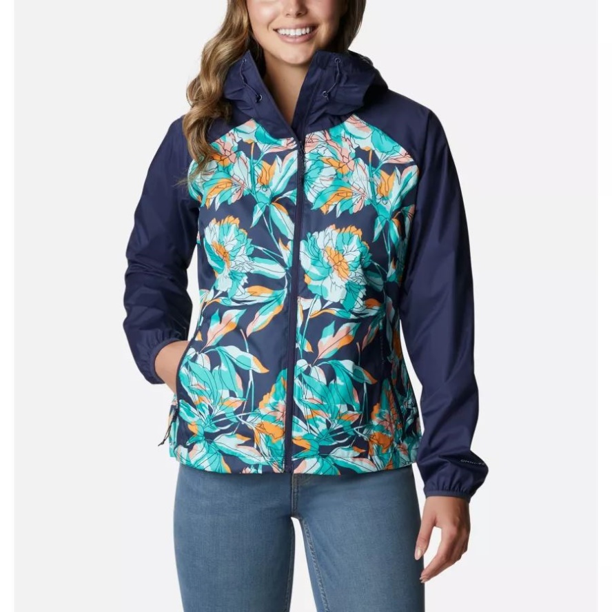 Women's Ulica Rain Jacket Columbia Sale Nocturnal Leafy Lines Multi Print/Noctu