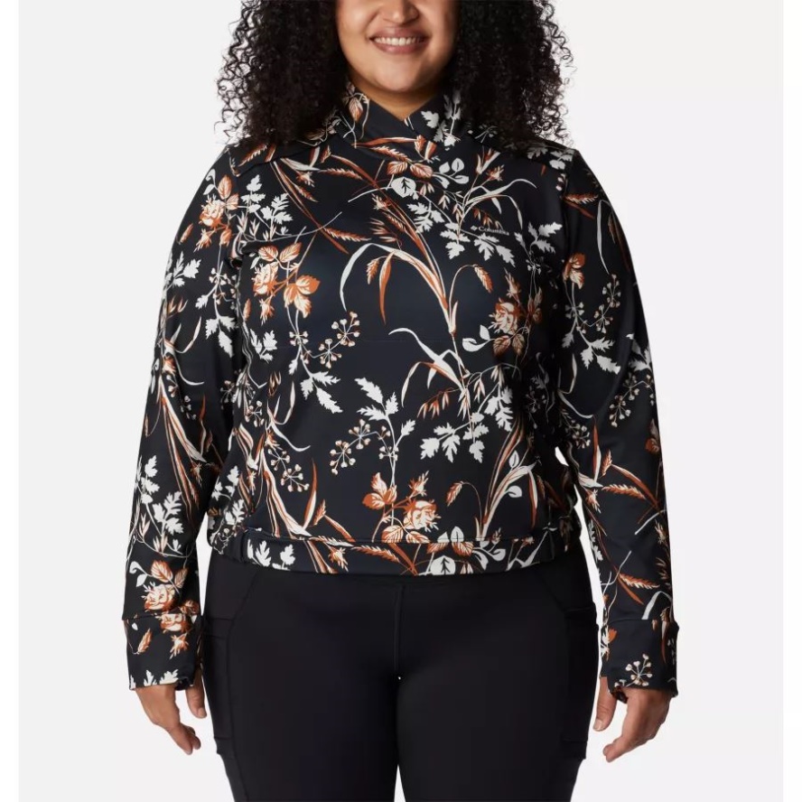 Women's Weekend Adventure Pullover Plus Size Black Fallgrass Print Columbia Sale