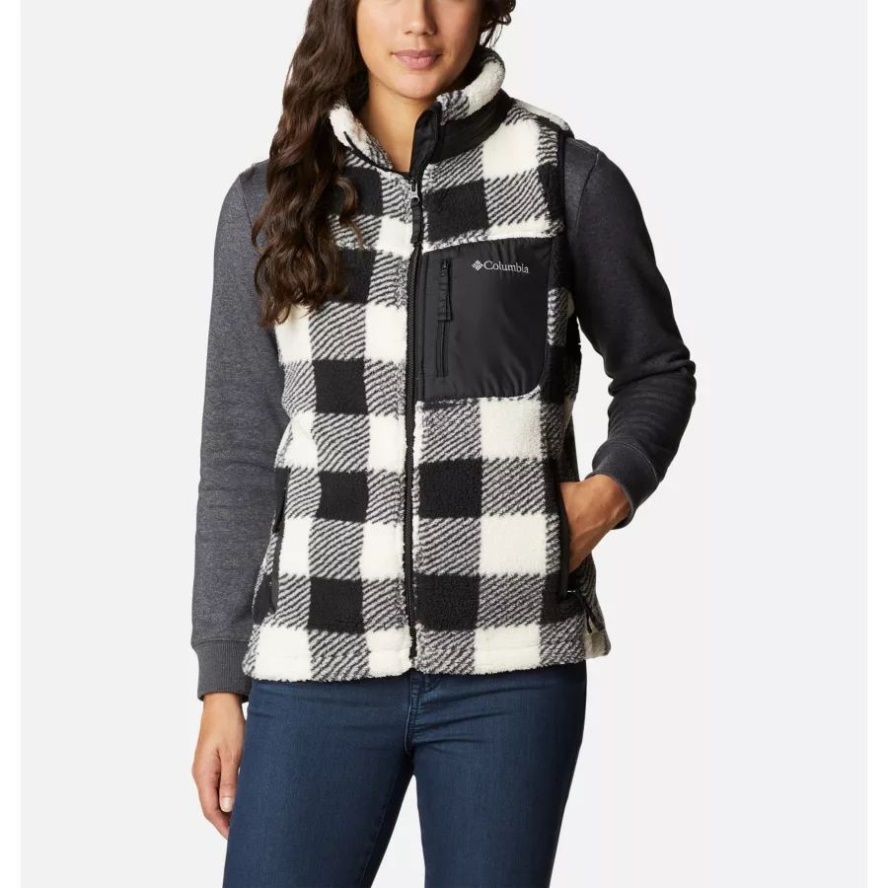 Women's West Bend Sherpa Fleece Gilet Columbia Sale Chalk Check Print