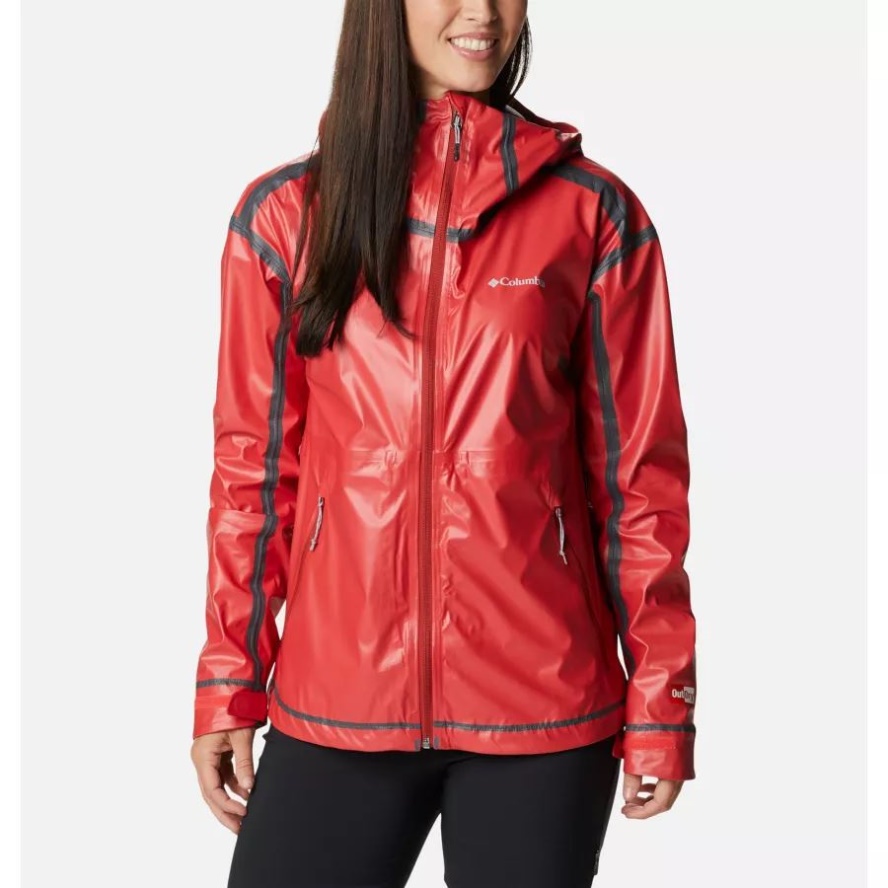 Women's Wildrain Waterproof Shell Jacket Red Hibiscus Columbia Sale
