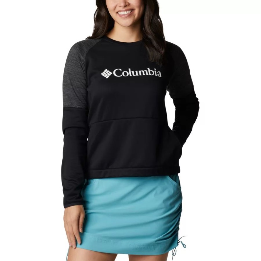 Women's Windgates Crew Sweatshirt Columbia Sale Black/Black Heather