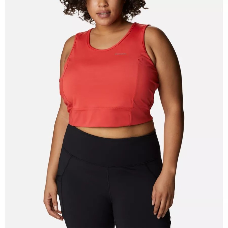 Women's Windgates II Cropped Tank Plus Size Columbia Sale Red Hibiscus