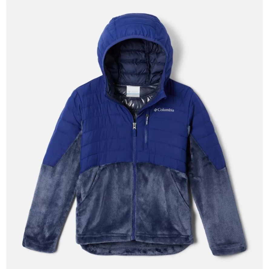 Youth Powder Lite Girls' Novelty Hooded Insulated Jacket Columbia Sale Dark Sapphire/Nocturnal